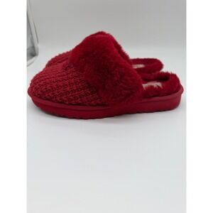 UGG Cozy Knit Red Sheepskin Fur Lined Slipper Scuff Shoes Womens 9